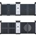 Modern Double Doors With Decorative Pillars Side Lighting And Geometric Patterns For Home Exterior
