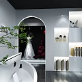 Modern Bridal Shop Interior With Elegant Hanging Wedding Gowns And Full Length Mirrors