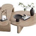 Log wind coffee table combination 3d model