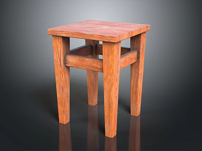 Solid Wood Square Side Table With Simple Design And Sturdy Legs 3d model