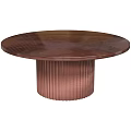Modern Round Wooden Dining Table With Fluted Cylindrical Base And Elegant Design 3d model