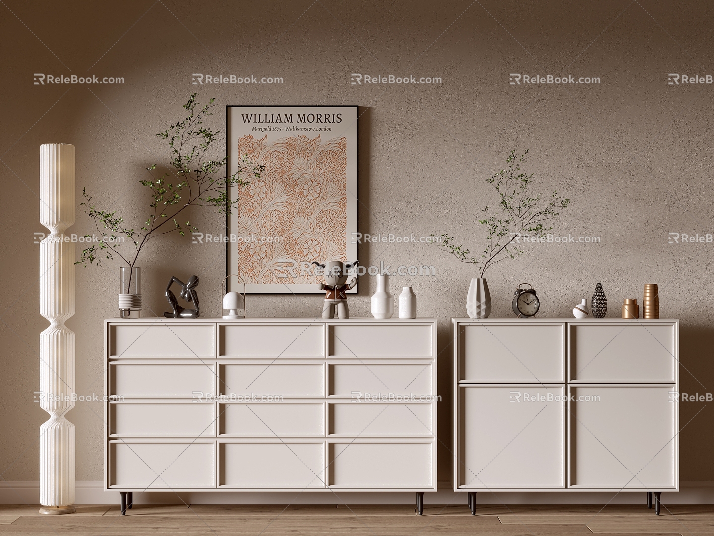 Modern Cream Style Bookcase Whole Cabinet Sideboard Cabinet Balcony Cabinet Storage Cabinet Entrance Cabinet 3d model