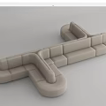 Modern Light Colored Sectional Sofa with Curved Modular Design for Living Room Seating 3d model