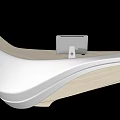 Modern Bar Counter Design With Curved White Surface And Wooden Base Elements 3d model