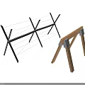 Modern Scene Components With Black Metal Frame Cross Supports White Lines And Wooden Frame Metal Connectors