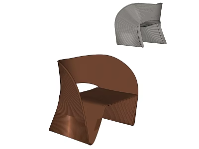 Modern Leisure Chair Featuring Curved Shape Brown And Gray Wooden Texture Design 3d model