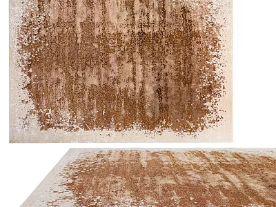 Elegant Square Carpet With Brown Beige Textured Design For Home Interior 3d model