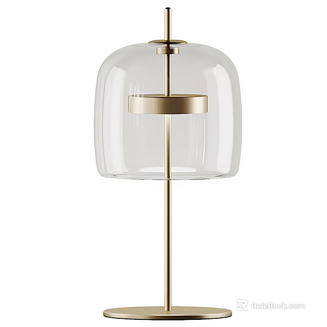Elegant Modern Table Lamp With Transparent Glass Shade And Gold Metal Support Structure 3d model 