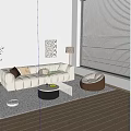 Modern Sofa Combination Coffee Table Leisure Chair Floor Lamp Painting Carpet Side Vase Pillow 3d model
