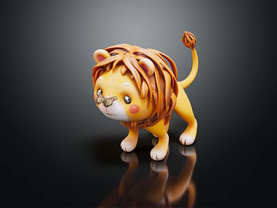 Adorable Cartoon Lion Game Movie Character With 3D Model Design Fluffy Mane And Tail Tuft 3d model