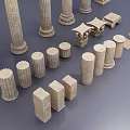Classical Architectural Columns Collection With Various Styles Capitals And Bases