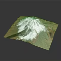 Snow Covered Mountainous Terrain With Brown Green Regions On Topographic Map View