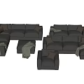 Gray Modular Sofa Set With Corner Sectional Single Chair Ottoman Pillows And Throws 3d model