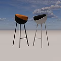 Modern Bar Stools With Gray And Yellow Seats And Metal Frames 3d model