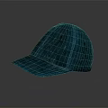 Blue Textured Baseball Cap With Stitched Design On Gray Gradient Background