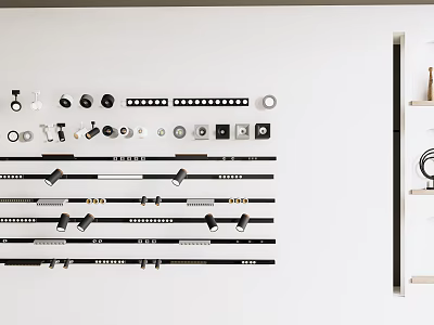 Assorted Downlights and Spotlights Display with Different Sizes Designs and Mounting Hardware 3d model