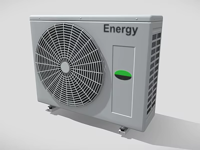 Gray Air Conditioning Fan Unit Featuring Energy Logo And Green Control Button 3d model