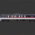 Modern Streamlined Train Exterior With Silver White Red Stripes And Windows