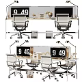 Modern Office Desk Setup With 949 Digital Clock Ergonomic Chairs And Globe 3d model