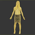 Woman In White Top And Black Sheer Skirt Standing With Arms Outstretched On Dark Background 3d model