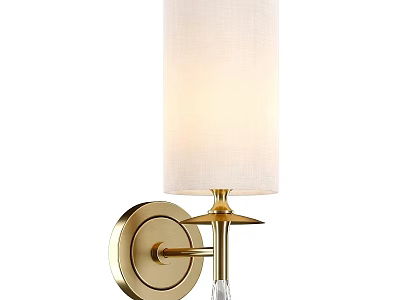 Elegant Modern Wall Lamp With Gold Metal Base White Fabric Shade And Crystal Accents 3d model