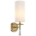 Elegant Modern Wall Lamp With Gold Metal Base White Fabric Shade And Crystal Accents