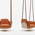 Modern Orange And White Hanging Chairs With Minimalist Design And Comfortable Seats