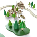Wooden Dolls Play Scenes With Mountains Trees Small Houses Train Tracks And Bridge