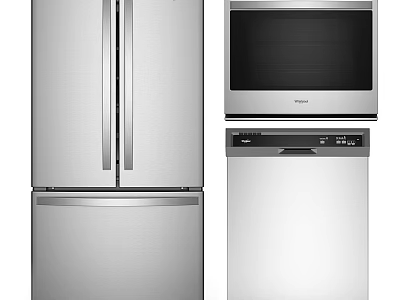 Stainless Steel Refrigerator And Freezer Modern Design Home Kitchen Appliances 3d model
