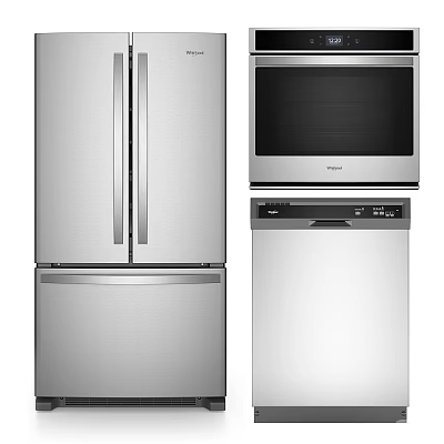 Stainless Steel Refrigerator And Freezer Modern Design Home Kitchen Appliances 3d model