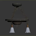 Vintage Style Furniture Chandeliers With Metal Chains Round Bases And Green White Lampshades