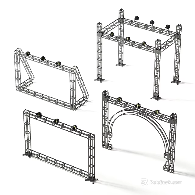 Metal Stage Truss Structures in Various Shapes for Event Lighting Setup 3d model 