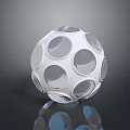 White Sphere With Circular Holes On Dark Background And Reflection 3d model