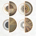 Modern round frame painting personality hanging painting 3d model