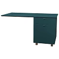 Modern Teal Desk With Long Tabletop And Two Drawer Cabinet