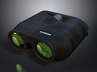 Stunning Natural Landscape Viewed Through ALPEN Black Binoculars With Green Lenses 3d model