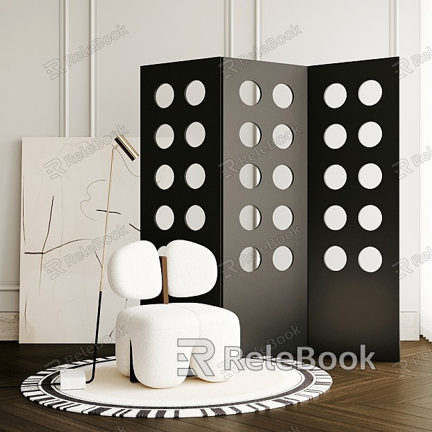 Modern Screen Middle Solid Wood Screen model