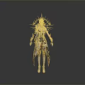 Woman in Elegant Golden Decorated Outfit with Crown Robe and Long Boots