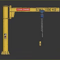 Yellow Column Jib Crane With TITAN CRANE 1000 LB Capacity Blue Electric Hoist And Chain