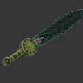 Ornate Decorative Sword With Serrated Blade And Golden Hilt For Collection