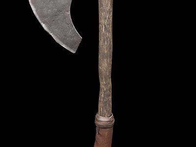 Rustic Vintage Axe With Metal Blade And Handmade Wooden Handle 3d model
