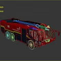 Large Red Fire Truck With Yellow And Blue Stripes Number 12 Fire Service Vehicle
