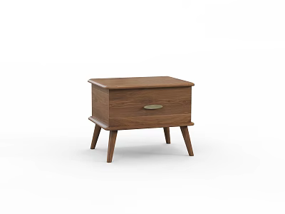 Wooden Nightstand with Single Drawer and Tapered Legs Modern Minimalist Design for Bedroom 3d model