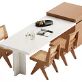 Middle Ancient Style Nakajima Dining Table and Chair Combination 3d model