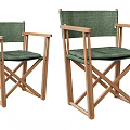 Stylish Green Dining Chairs Featuring Wooden Frame and Foldable Design 3d model