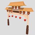 Traditional Chinese Archway Architecture With Classic Roof Design And Red Lanterns