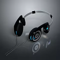 Computer Headphones With Wired Design Black Silver Accents Blue LED Lights And Comfortable Ear Cups