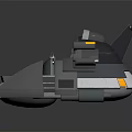 Futuristic Spaceship 3D Model with Silver Body Yellow Stripes Blue Lights and Open Cockpit Design