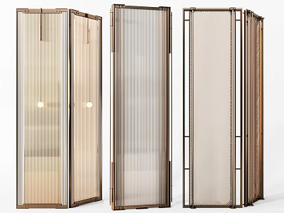 Modern Room Divider Design With Metal Frame Glass Panels And Vertical Stripes 3d model