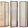 Modern Room Divider Design With Metal Frame Glass Panels And Vertical Stripes